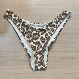 NWT Aerie Leopard Super High Cut Cheekiest Bikini Bottom Women's Size Large
